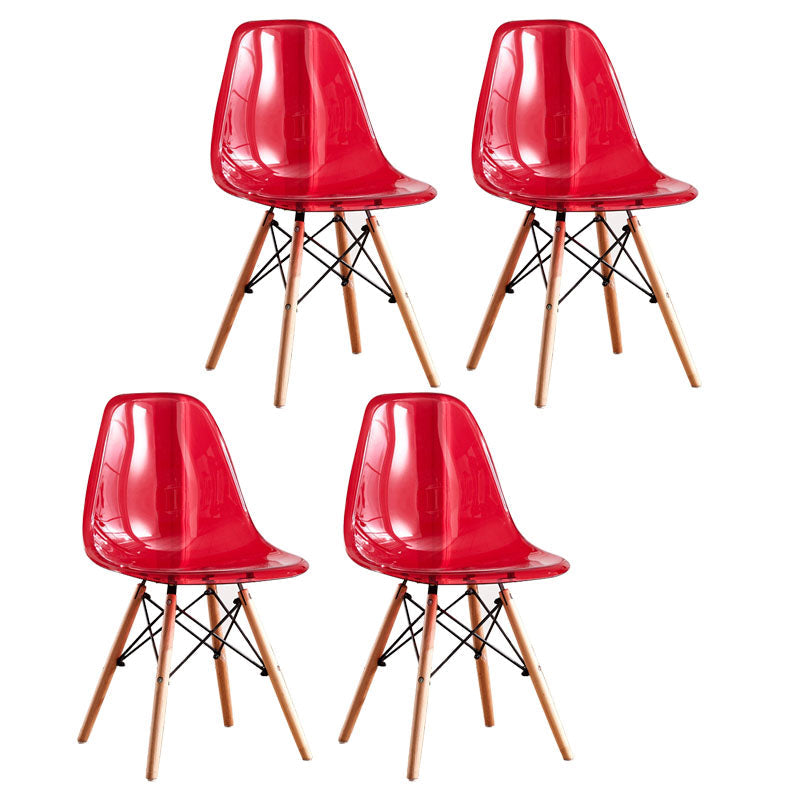 Wood Scandinavian Kitchen Dining Room Chair Solid Back Side Chair Red Set of 4 Clearhalo ' kitchen&dining_furn' 'Dining Chairs' 'Dining Tables & Seating' 'dining_chair' 'Furniture' 'furniture_dining_chair' 'Kitchen & Dining Furniture' 'kitchen' 4511027