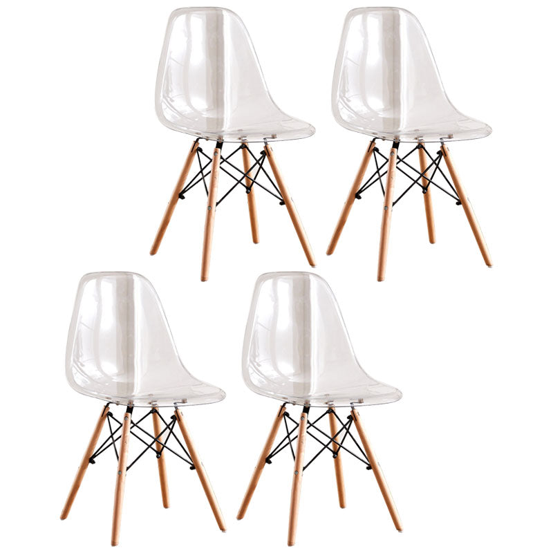 Wood Scandinavian Kitchen Dining Room Chair Solid Back Side Chair Clear Set of 4 Clearhalo ' kitchen&dining_furn' 'Dining Chairs' 'Dining Tables & Seating' 'dining_chair' 'Furniture' 'furniture_dining_chair' 'Kitchen & Dining Furniture' 'kitchen' 4511029