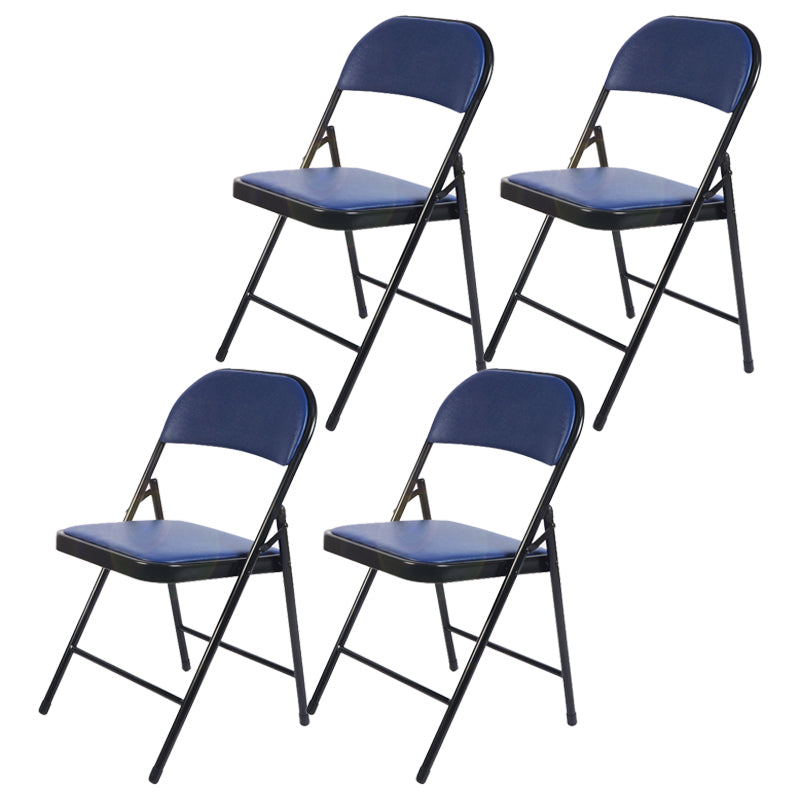 Contemporary Style Dining Chair Dining Armless Folding Side Chair with Metal Legs Blue 4 Piece Set Clearhalo ' kitchen&dining_furn' 'Dining Chairs' 'Dining Tables & Seating' 'dining_chair' 'furn' 'furn_dining_chair' 'Furniture' 'furniture_dining_chair' 'Kitchen & Dining Furniture' 'kitchen' 4511042