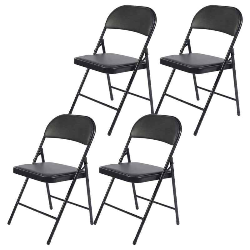 Contemporary Style Dining Chair Dining Armless Folding Side Chair with Metal Legs Black 4 Piece Set Clearhalo ' kitchen&dining_furn' 'Dining Chairs' 'Dining Tables & Seating' 'dining_chair' 'furn' 'furn_dining_chair' 'Furniture' 'furniture_dining_chair' 'Kitchen & Dining Furniture' 'kitchen' 4511044