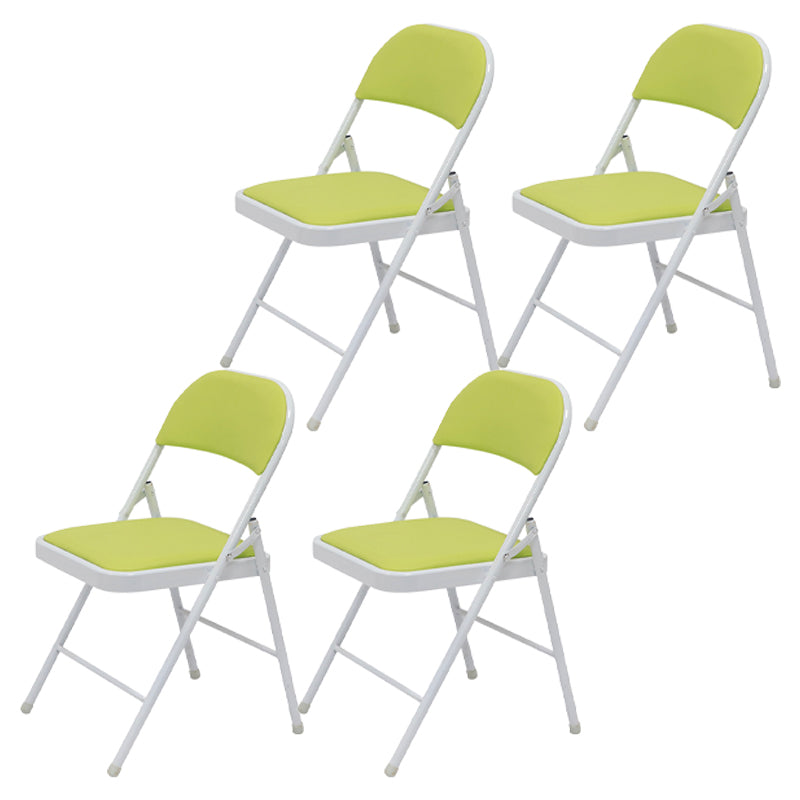 Contemporary Style Dining Chair Dining Armless Folding Side Chair with Metal Legs Light Green 4 Piece Set Clearhalo ' kitchen&dining_furn' 'Dining Chairs' 'Dining Tables & Seating' 'dining_chair' 'furn' 'furn_dining_chair' 'Furniture' 'furniture_dining_chair' 'Kitchen & Dining Furniture' 'kitchen' 4511047