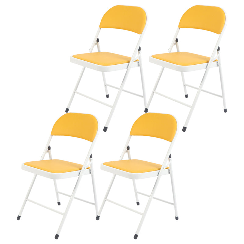 Contemporary Style Dining Chair Dining Armless Folding Side Chair with Metal Legs Yellow 4 Piece Set Clearhalo ' kitchen&dining_furn' 'Dining Chairs' 'Dining Tables & Seating' 'dining_chair' 'furn' 'furn_dining_chair' 'Furniture' 'furniture_dining_chair' 'Kitchen & Dining Furniture' 'kitchen' 4511051