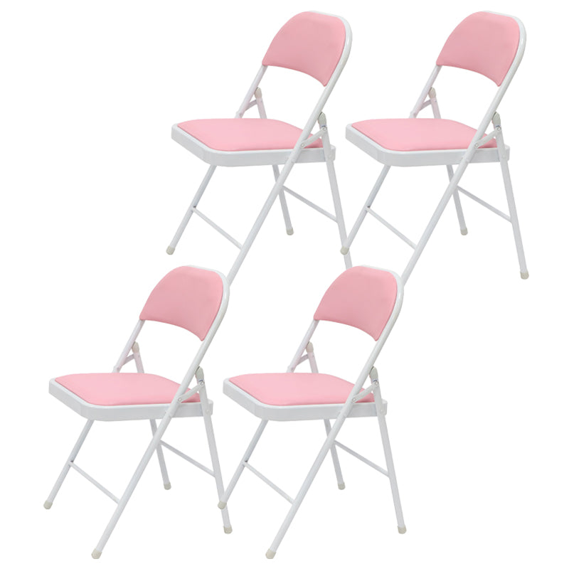 Contemporary Style Dining Chair Dining Armless Folding Side Chair with Metal Legs Pink 4 Piece Set Clearhalo ' kitchen&dining_furn' 'Dining Chairs' 'Dining Tables & Seating' 'dining_chair' 'furn' 'furn_dining_chair' 'Furniture' 'furniture_dining_chair' 'Kitchen & Dining Furniture' 'kitchen' 4511053