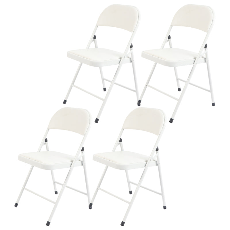 Contemporary Style Dining Chair Dining Armless Folding Side Chair with Metal Legs White 4 Piece Set Clearhalo ' kitchen&dining_furn' 'Dining Chairs' 'Dining Tables & Seating' 'dining_chair' 'furn' 'furn_dining_chair' 'Furniture' 'furniture_dining_chair' 'Kitchen & Dining Furniture' 'kitchen' 4511055