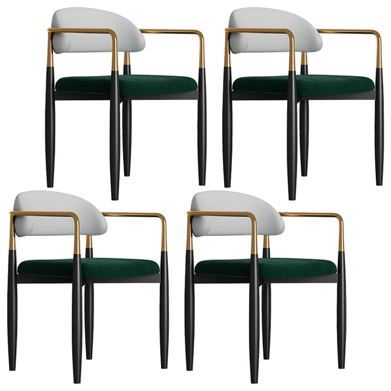 Modern Home Upholstered Arm Chair Matte Finish Open Back Dining Chair Gray-Green 4 Piece Set Clearhalo ' kitchen&dining_furn' 'Dining Chairs' 'Dining Tables & Seating' 'dining_chair' 'furn' 'furn_dining_chair' 'Furniture' 'furniture_dining_chair' 'Kitchen & Dining Furniture' 'kitchen' 4511062