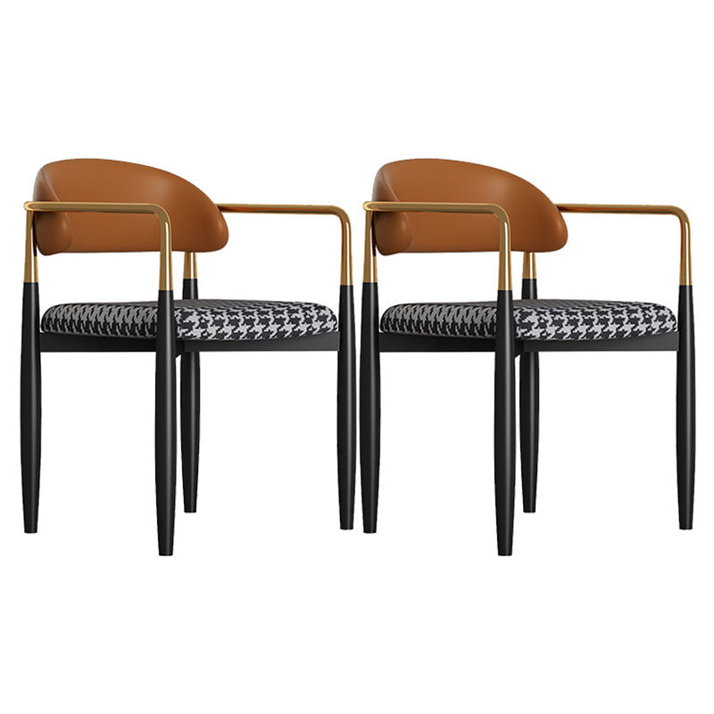 Modern Home Upholstered Arm Chair Matte Finish Open Back Dining Chair Black White 2 Piece Set Clearhalo ' kitchen&dining_furn' 'Dining Chairs' 'Dining Tables & Seating' 'dining_chair' 'furn' 'furn_dining_chair' 'Furniture' 'furniture_dining_chair' 'Kitchen & Dining Furniture' 'kitchen' 4511065