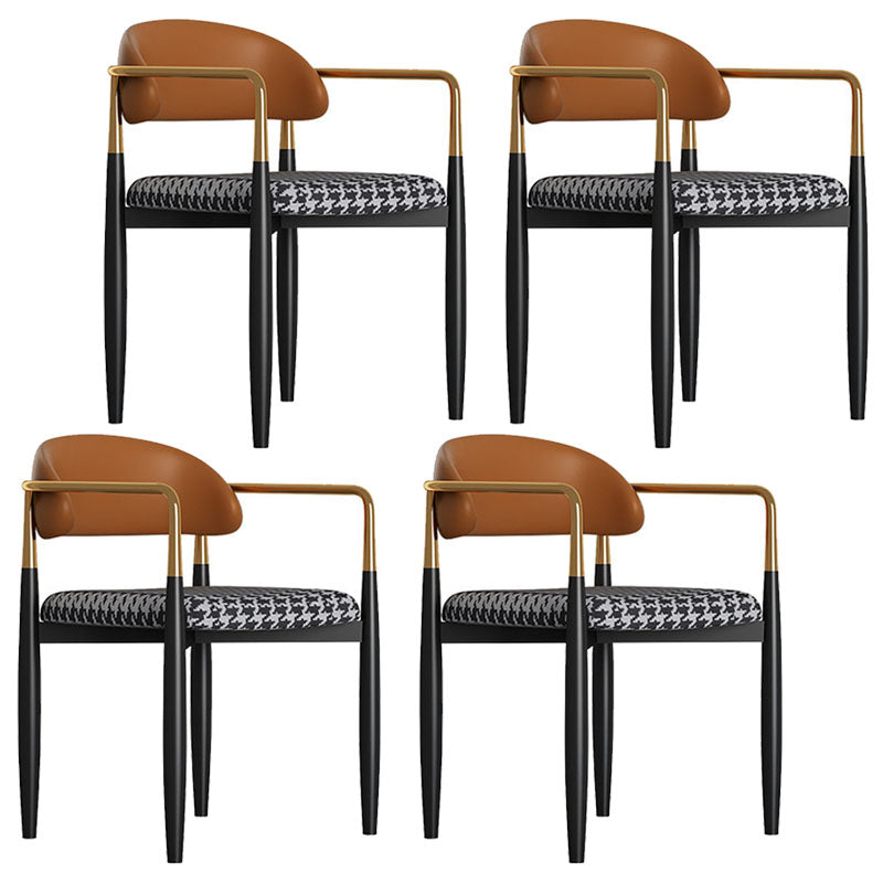 Modern Home Upholstered Arm Chair Matte Finish Open Back Dining Chair Black White 4 Piece Set Clearhalo ' kitchen&dining_furn' 'Dining Chairs' 'Dining Tables & Seating' 'dining_chair' 'furn' 'furn_dining_chair' 'Furniture' 'furniture_dining_chair' 'Kitchen & Dining Furniture' 'kitchen' 4511066