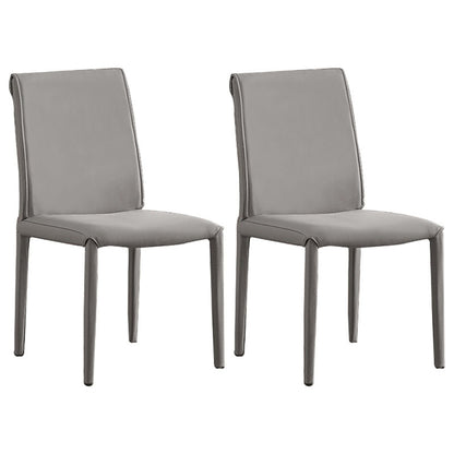 Designer Style Home Leather Side Chair Matte Finish Solid Back Dining Chair Light Gray 2 Piece Set Clearhalo ' kitchen&dining_furn' 'Dining Chairs' 'Dining Tables & Seating' 'dining_chair' 'furn' 'furn_dining_chair' 'Furniture' 'furniture_dining_chair' 'Kitchen & Dining Furniture' 'kitchen' 4511082