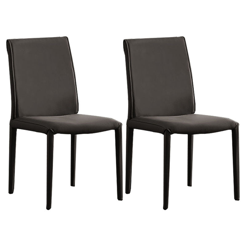 Designer Style Home Leather Side Chair Matte Finish Solid Back Dining Chair Grey 2 Piece Set Clearhalo ' kitchen&dining_furn' 'Dining Chairs' 'Dining Tables & Seating' 'dining_chair' 'furn' 'furn_dining_chair' 'Furniture' 'furniture_dining_chair' 'Kitchen & Dining Furniture' 'kitchen' 4511086