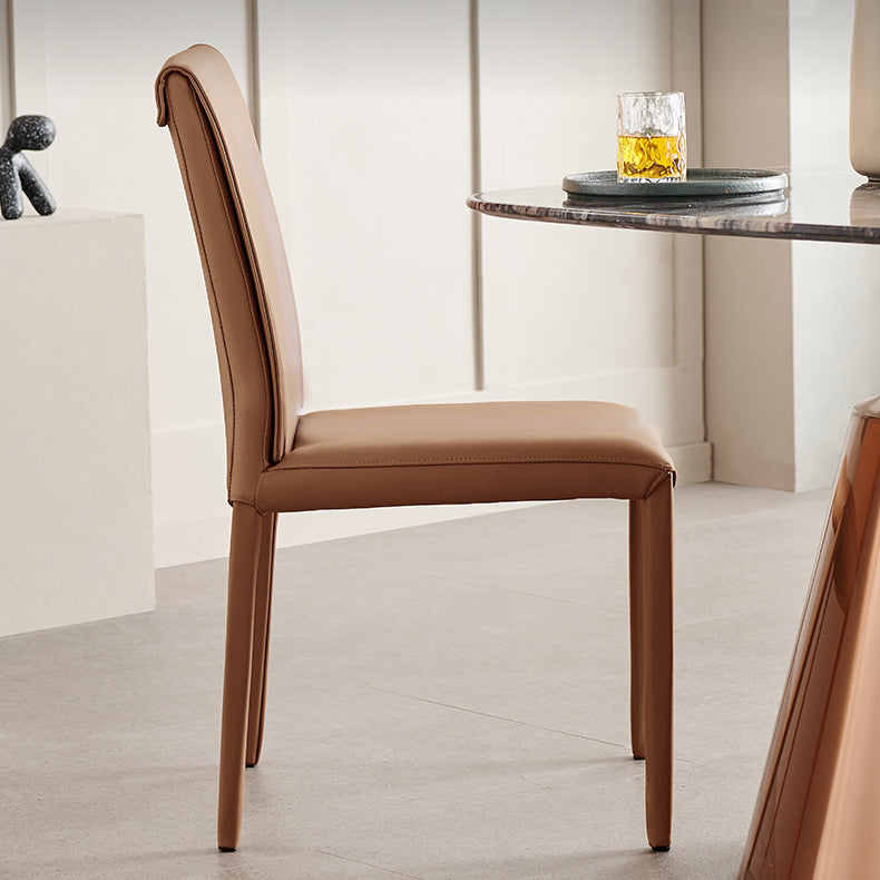 Designer Style Home Leather Side Chair Matte Finish Solid Back Dining Chair Clearhalo ' kitchen&dining_furn' 'Dining Chairs' 'Dining Tables & Seating' 'dining_chair' 'furn' 'furn_dining_chair' 'Furniture' 'furniture_dining_chair' 'Kitchen & Dining Furniture' 'kitchen' 4511087