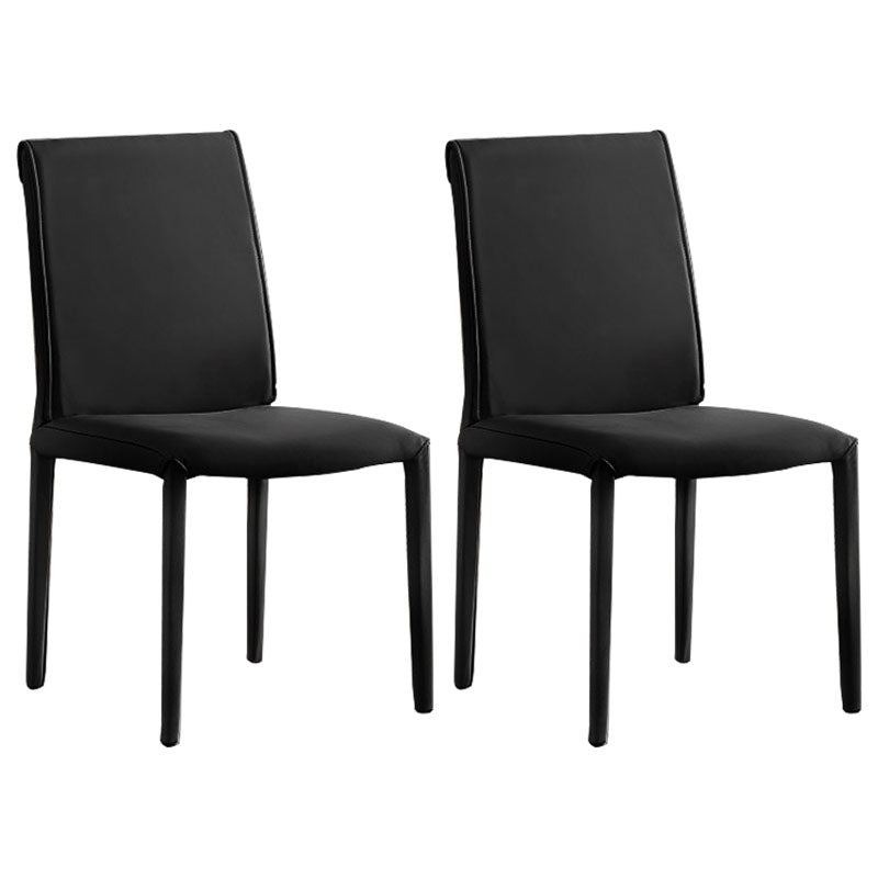 Designer Style Home Leather Side Chair Matte Finish Solid Back Dining Chair Black 2 Piece Set Clearhalo ' kitchen&dining_furn' 'Dining Chairs' 'Dining Tables & Seating' 'dining_chair' 'furn' 'furn_dining_chair' 'Furniture' 'furniture_dining_chair' 'Kitchen & Dining Furniture' 'kitchen' 4511088