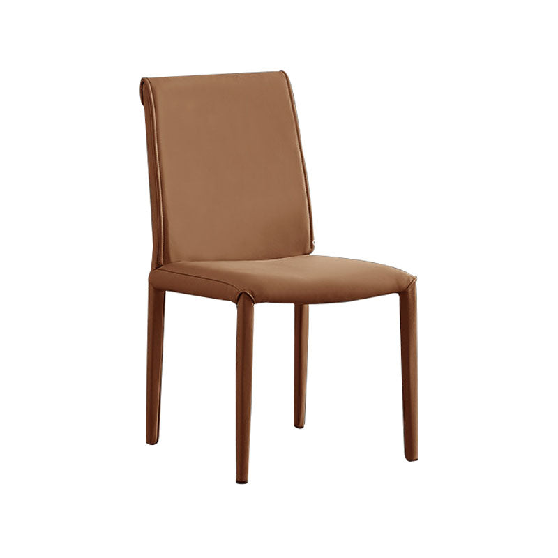 Designer Style Home Leather Side Chair Matte Finish Solid Back Dining Chair Clearhalo ' kitchen&dining_furn' 'Dining Chairs' 'Dining Tables & Seating' 'dining_chair' 'furn' 'furn_dining_chair' 'Furniture' 'furniture_dining_chair' 'Kitchen & Dining Furniture' 'kitchen' 4511089