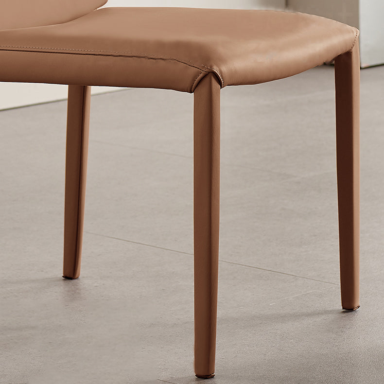 Designer Style Home Leather Side Chair Matte Finish Solid Back Dining Chair Clearhalo ' kitchen&dining_furn' 'Dining Chairs' 'Dining Tables & Seating' 'dining_chair' 'furn' 'furn_dining_chair' 'Furniture' 'furniture_dining_chair' 'Kitchen & Dining Furniture' 'kitchen' 4511094