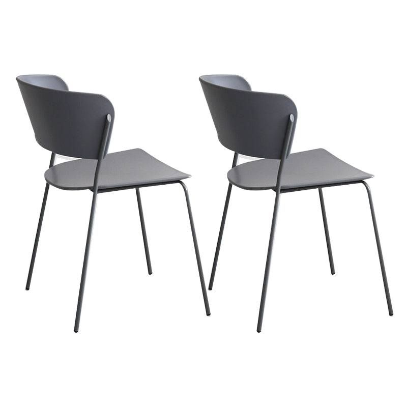 Plastic Scandinavian Indoor-Outdoor Side Chair Open Back Chair Grey 2 Piece Set Clearhalo ' kitchen&dining_furn' 'Dining Chairs' 'Dining Tables & Seating' 'dining_chair' 'furn' 'furn_dining_chair' 'Furniture' 'furniture_dining_chair' 'Kitchen & Dining Furniture' 'kitchen' 4511098