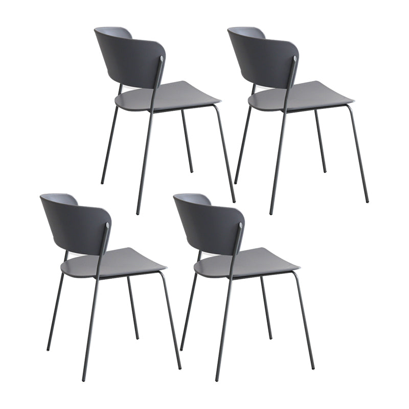 Plastic Scandinavian Indoor-Outdoor Side Chair Open Back Chair Grey 4 Piece Set Clearhalo ' kitchen&dining_furn' 'Dining Chairs' 'Dining Tables & Seating' 'dining_chair' 'furn' 'furn_dining_chair' 'Furniture' 'furniture_dining_chair' 'Kitchen & Dining Furniture' 'kitchen' 4511100