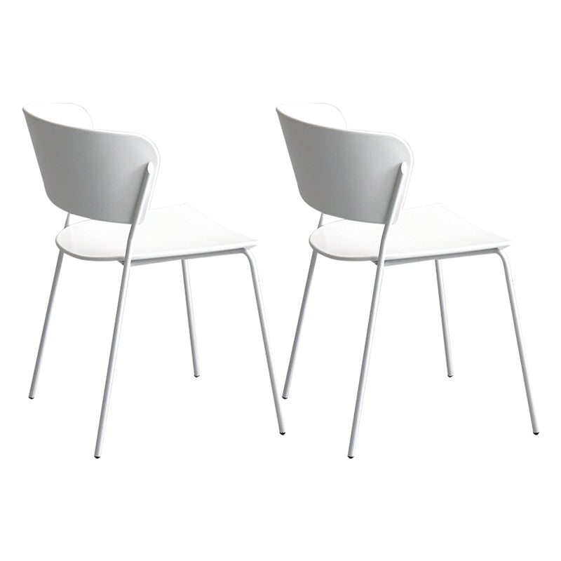 Plastic Scandinavian Indoor-Outdoor Side Chair Open Back Chair White 2 Piece Set Clearhalo ' kitchen&dining_furn' 'Dining Chairs' 'Dining Tables & Seating' 'dining_chair' 'furn' 'furn_dining_chair' 'Furniture' 'furniture_dining_chair' 'Kitchen & Dining Furniture' 'kitchen' 4511111