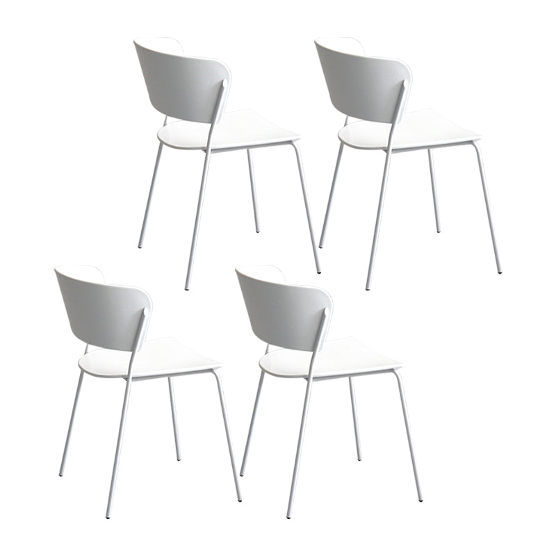 Plastic Scandinavian Indoor-Outdoor Side Chair Open Back Chair White 4 Piece Set Clearhalo ' kitchen&dining_furn' 'Dining Chairs' 'Dining Tables & Seating' 'dining_chair' 'furn' 'furn_dining_chair' 'Furniture' 'furniture_dining_chair' 'Kitchen & Dining Furniture' 'kitchen' 4511112
