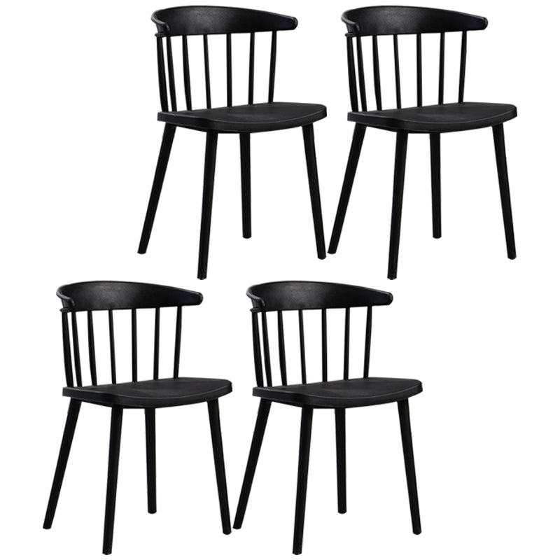 Plastic Scandinavian Kitchen Dining Room Chair Windsor Back Side Chair Black Set of 4 Clearhalo ' kitchen&dining_furn' 'Dining Chairs' 'Dining Tables & Seating' 'dining_chair' 'Furniture' 'furniture_dining_chair' 'Kitchen & Dining Furniture' 'kitchen' 4511117
