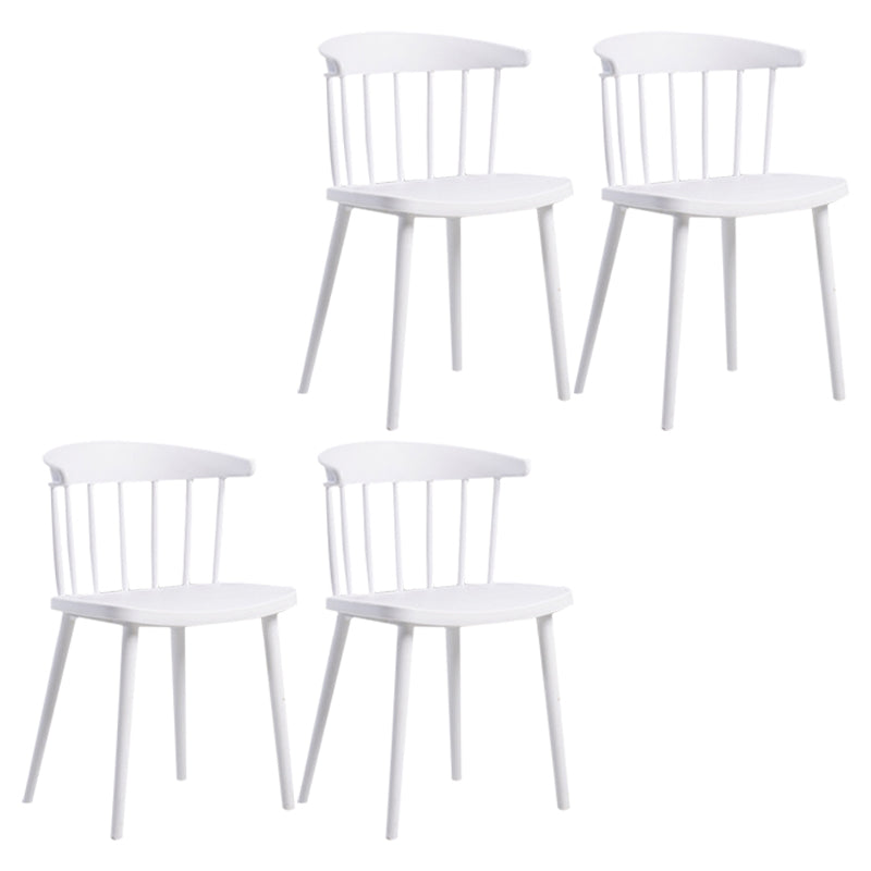 Plastic Scandinavian Kitchen Dining Room Chair Windsor Back Side Chair White Set of 4 Clearhalo ' kitchen&dining_furn' 'Dining Chairs' 'Dining Tables & Seating' 'dining_chair' 'Furniture' 'furniture_dining_chair' 'Kitchen & Dining Furniture' 'kitchen' 4511119