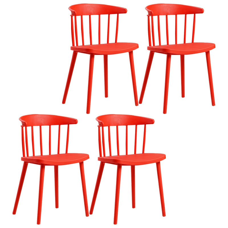 Plastic Scandinavian Kitchen Dining Room Chair Windsor Back Side Chair Red Set of 4 Clearhalo ' kitchen&dining_furn' 'Dining Chairs' 'Dining Tables & Seating' 'dining_chair' 'Furniture' 'furniture_dining_chair' 'Kitchen & Dining Furniture' 'kitchen' 4511120