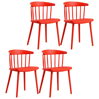 Plastic Scandinavian Kitchen Dining Room Chair Windsor Back Side Chair Red Set of 4 Clearhalo ' kitchen&dining_furn' 'Dining Chairs' 'Dining Tables & Seating' 'dining_chair' 'Furniture' 'furniture_dining_chair' 'Kitchen & Dining Furniture' 'kitchen' 4511120