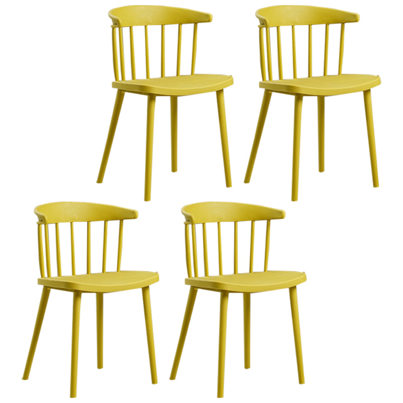 Plastic Scandinavian Kitchen Dining Room Chair Windsor Back Side Chair Yellow Set of 4 Clearhalo ' kitchen&dining_furn' 'Dining Chairs' 'Dining Tables & Seating' 'dining_chair' 'Furniture' 'furniture_dining_chair' 'Kitchen & Dining Furniture' 'kitchen' 4511124