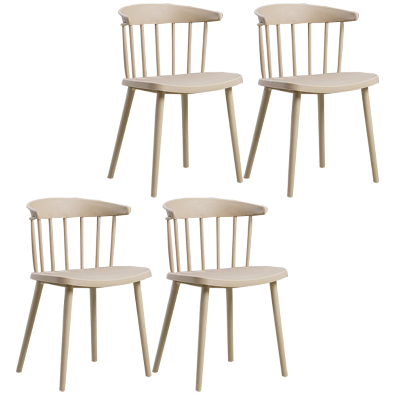 Plastic Scandinavian Kitchen Dining Room Chair Windsor Back Side Chair Camel Set of 4 Clearhalo ' kitchen&dining_furn' 'Dining Chairs' 'Dining Tables & Seating' 'dining_chair' 'Furniture' 'furniture_dining_chair' 'Kitchen & Dining Furniture' 'kitchen' 4511128