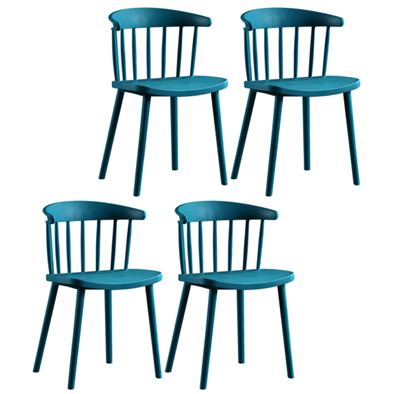 Plastic Scandinavian Kitchen Dining Room Chair Windsor Back Side Chair Dark Blue Set of 4 Clearhalo ' kitchen&dining_furn' 'Dining Chairs' 'Dining Tables & Seating' 'dining_chair' 'Furniture' 'furniture_dining_chair' 'Kitchen & Dining Furniture' 'kitchen' 4511132