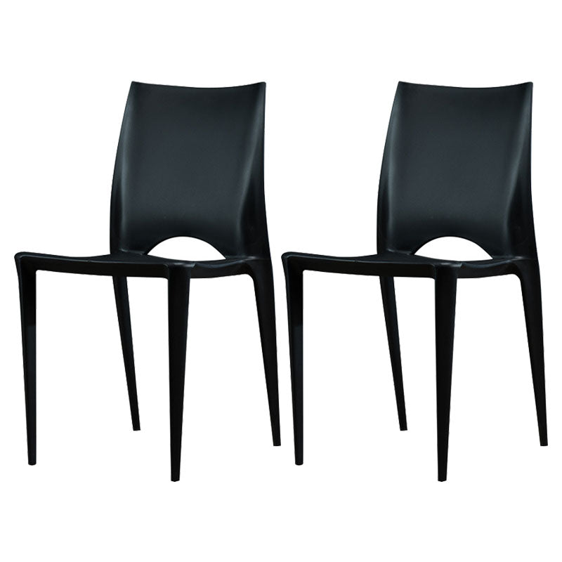 Plastic Scandinavian Kitchen Dining Room Chair Open Back Side Chair Black Set of 2 Clearhalo ' kitchen&dining_furn' 'Dining Chairs' 'Dining Tables & Seating' 'dining_chair' 'Furniture' 'furniture_dining_chair' 'Kitchen & Dining Furniture' 'kitchen' 4511155