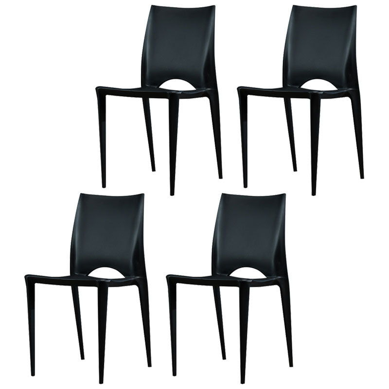 Plastic Scandinavian Kitchen Dining Room Chair Open Back Side Chair Black Set of 4 Clearhalo ' kitchen&dining_furn' 'Dining Chairs' 'Dining Tables & Seating' 'dining_chair' 'Furniture' 'furniture_dining_chair' 'Kitchen & Dining Furniture' 'kitchen' 4511156