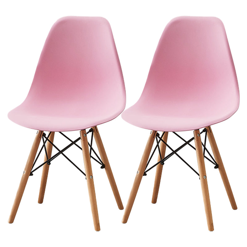 Wood Scandinavian Indoor-Outdoor Chair Solid Back Side Chair Pink Set of 2 Clearhalo ' kitchen&dining_furn' 'Dining Chairs' 'Dining Tables & Seating' 'dining_chair' 'Furniture' 'furniture_dining_chair' 'Kitchen & Dining Furniture' 'kitchen' 4511163