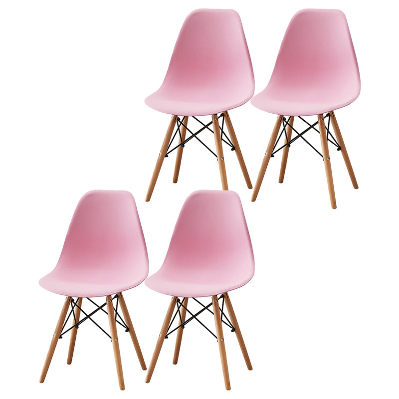Wood Scandinavian Indoor-Outdoor Chair Solid Back Side Chair Pink Set of 4 Clearhalo ' kitchen&dining_furn' 'Dining Chairs' 'Dining Tables & Seating' 'dining_chair' 'Furniture' 'furniture_dining_chair' 'Kitchen & Dining Furniture' 'kitchen' 4511166