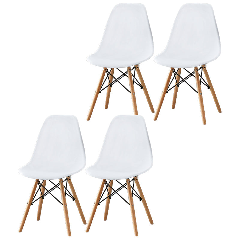 Wood Scandinavian Indoor-Outdoor Chair Solid Back Side Chair White Set of 4 Clearhalo ' kitchen&dining_furn' 'Dining Chairs' 'Dining Tables & Seating' 'dining_chair' 'Furniture' 'furniture_dining_chair' 'Kitchen & Dining Furniture' 'kitchen' 4511172