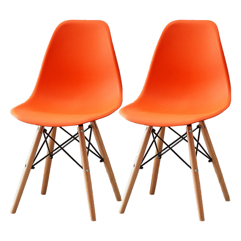 Wood Scandinavian Indoor-Outdoor Chair Solid Back Side Chair Orange Set of 2 Clearhalo ' kitchen&dining_furn' 'Dining Chairs' 'Dining Tables & Seating' 'dining_chair' 'Furniture' 'furniture_dining_chair' 'Kitchen & Dining Furniture' 'kitchen' 4511176