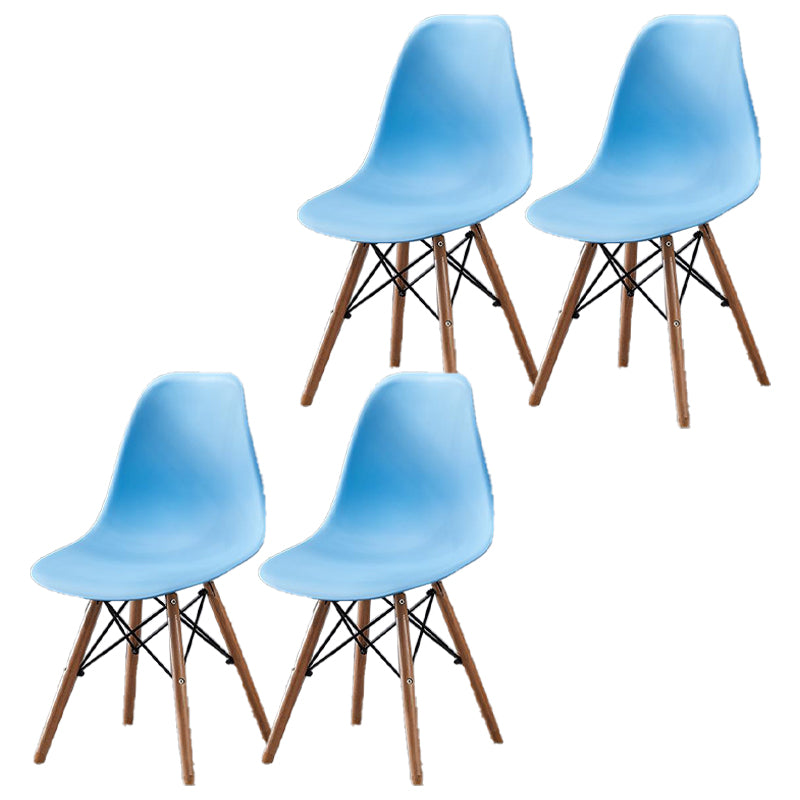 Wood Scandinavian Indoor-Outdoor Chair Solid Back Side Chair Blue Set of 4 Clearhalo ' kitchen&dining_furn' 'Dining Chairs' 'Dining Tables & Seating' 'dining_chair' 'Furniture' 'furniture_dining_chair' 'Kitchen & Dining Furniture' 'kitchen' 4511188