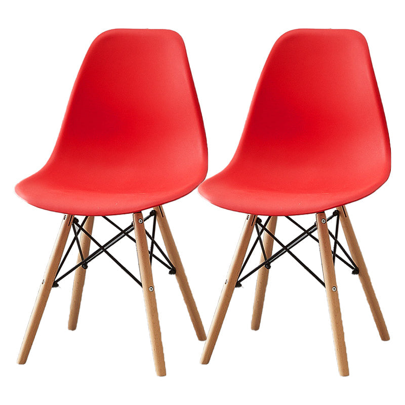 Wood Scandinavian Indoor-Outdoor Chair Solid Back Side Chair Red Set of 2 Clearhalo ' kitchen&dining_furn' 'Dining Chairs' 'Dining Tables & Seating' 'dining_chair' 'Furniture' 'furniture_dining_chair' 'Kitchen & Dining Furniture' 'kitchen' 4511190