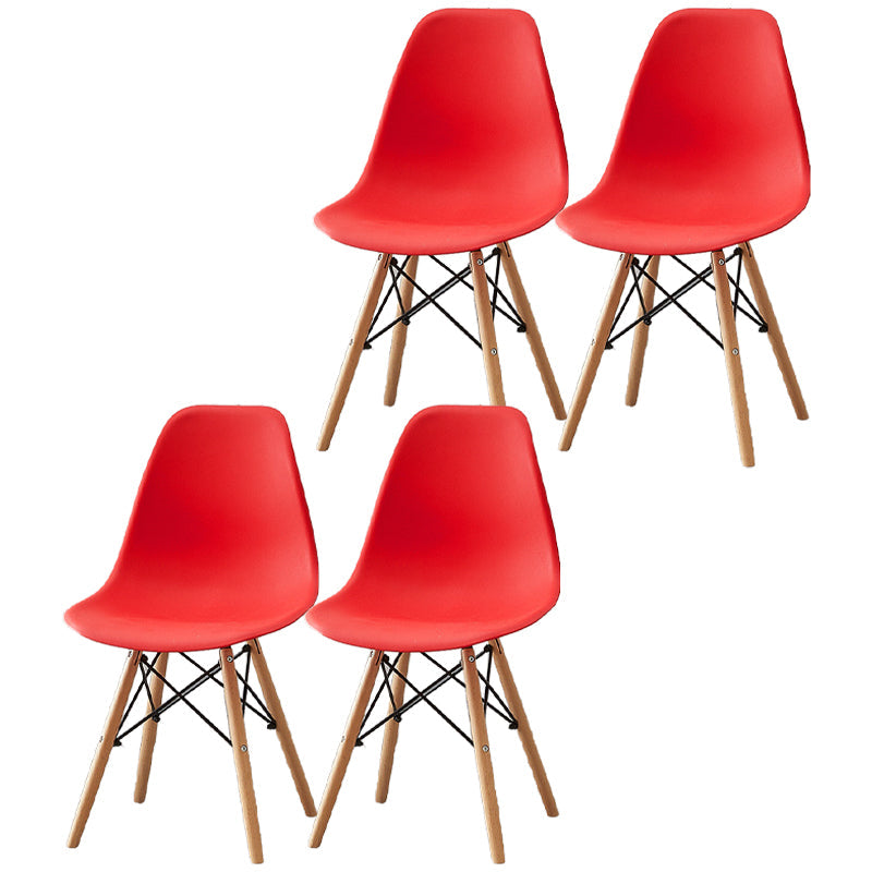 Wood Scandinavian Indoor-Outdoor Chair Solid Back Side Chair Red Set of 4 Clearhalo ' kitchen&dining_furn' 'Dining Chairs' 'Dining Tables & Seating' 'dining_chair' 'Furniture' 'furniture_dining_chair' 'Kitchen & Dining Furniture' 'kitchen' 4511191