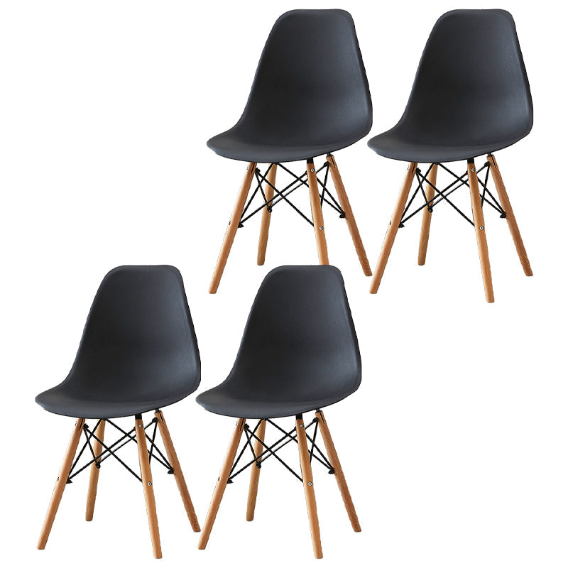 Wood Scandinavian Indoor-Outdoor Chair Solid Back Side Chair Black Set of 4 Clearhalo ' kitchen&dining_furn' 'Dining Chairs' 'Dining Tables & Seating' 'dining_chair' 'Furniture' 'furniture_dining_chair' 'Kitchen & Dining Furniture' 'kitchen' 4511194