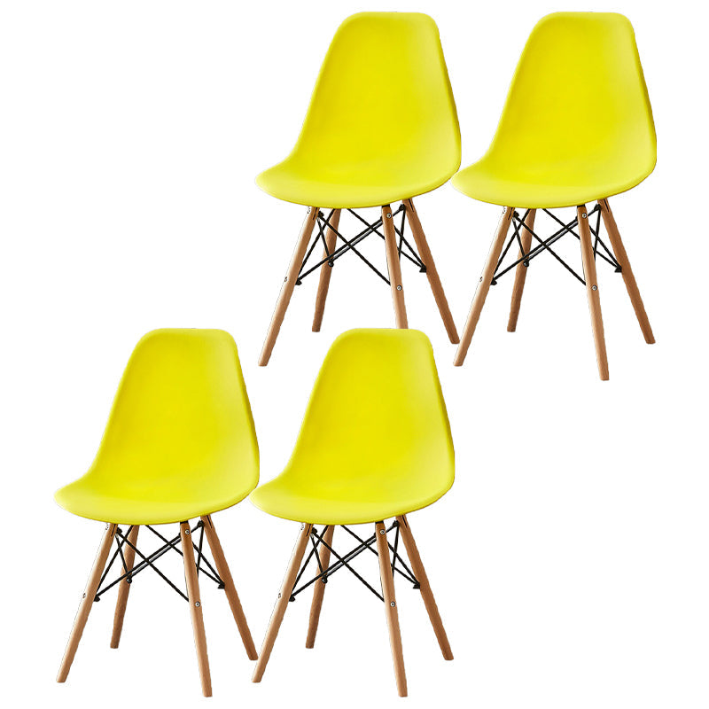 Wood Scandinavian Indoor-Outdoor Chair Solid Back Side Chair Yellow Set of 4 Clearhalo ' kitchen&dining_furn' 'Dining Chairs' 'Dining Tables & Seating' 'dining_chair' 'Furniture' 'furniture_dining_chair' 'Kitchen & Dining Furniture' 'kitchen' 4511197