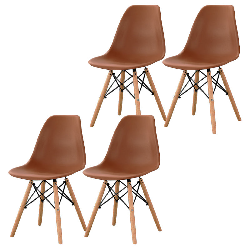 Wood Scandinavian Indoor-Outdoor Chair Solid Back Side Chair Coffee Set of 4 Clearhalo ' kitchen&dining_furn' 'Dining Chairs' 'Dining Tables & Seating' 'dining_chair' 'Furniture' 'furniture_dining_chair' 'Kitchen & Dining Furniture' 'kitchen' 4511203