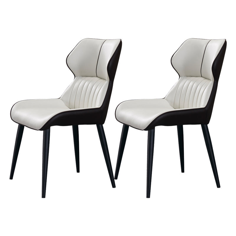 Contemporary Dining Chairs Leather Curved Parsons Arm Chair for Brasserie White 2 Piece Set Clearhalo ' kitchen&dining_furn' 'Dining Chairs' 'Dining Tables & Seating' 'dining_chair' 'furn' 'furn_dining_chair' 'Furniture' 'furniture_dining_chair' 'Kitchen & Dining Furniture' 'kitchen' 4511209