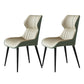 Contemporary Dining Chairs Leather Curved Parsons Arm Chair for Brasserie Yellow-Green 2 Piece Set Clearhalo ' kitchen&dining_furn' 'Dining Chairs' 'Dining Tables & Seating' 'dining_chair' 'furn' 'furn_dining_chair' 'Furniture' 'furniture_dining_chair' 'Kitchen & Dining Furniture' 'kitchen' 4511210