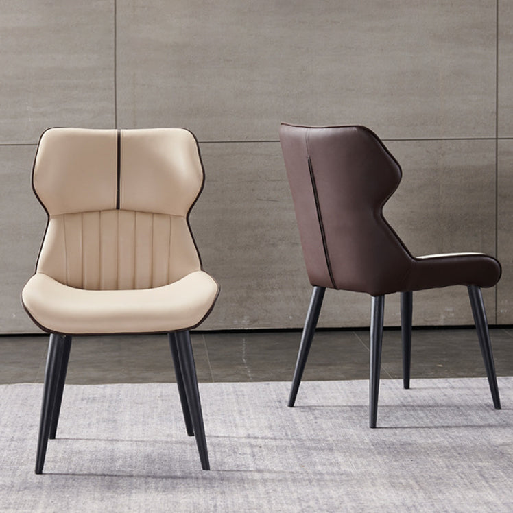 Contemporary Dining Chairs Leather Curved Parsons Arm Chair for Brasserie Clearhalo ' kitchen&dining_furn' 'Dining Chairs' 'Dining Tables & Seating' 'dining_chair' 'furn' 'furn_dining_chair' 'Furniture' 'furniture_dining_chair' 'Kitchen & Dining Furniture' 'kitchen' 4511211