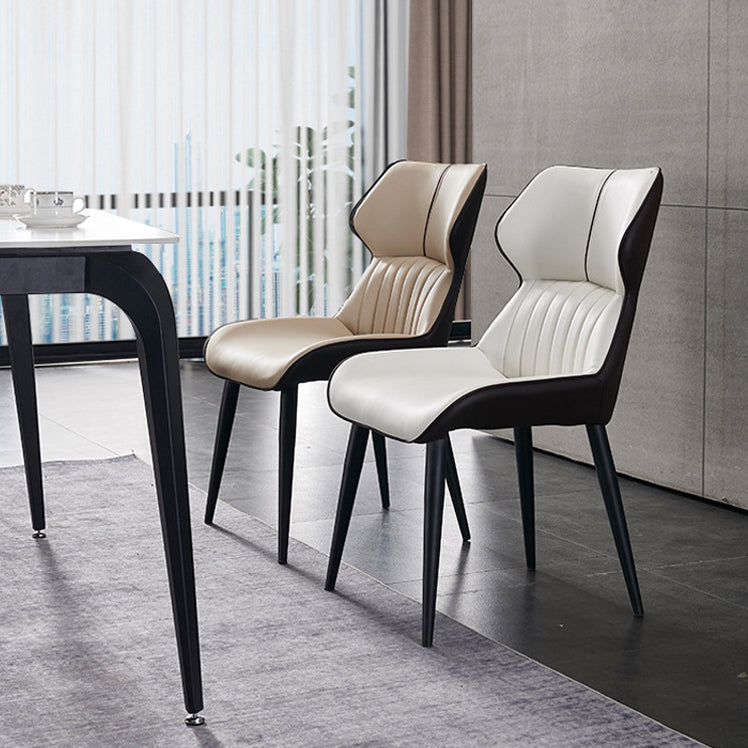 Contemporary Dining Chairs Leather Curved Parsons Arm Chair for Brasserie Clearhalo ' kitchen&dining_furn' 'Dining Chairs' 'Dining Tables & Seating' 'dining_chair' 'furn' 'furn_dining_chair' 'Furniture' 'furniture_dining_chair' 'Kitchen & Dining Furniture' 'kitchen' 4511213