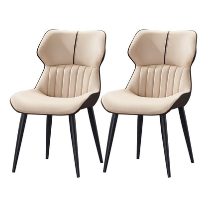 Contemporary Dining Chairs Leather Curved Parsons Arm Chair for Brasserie Yellow-Brown 2 Piece Set Clearhalo ' kitchen&dining_furn' 'Dining Chairs' 'Dining Tables & Seating' 'dining_chair' 'furn' 'furn_dining_chair' 'Furniture' 'furniture_dining_chair' 'Kitchen & Dining Furniture' 'kitchen' 4511214