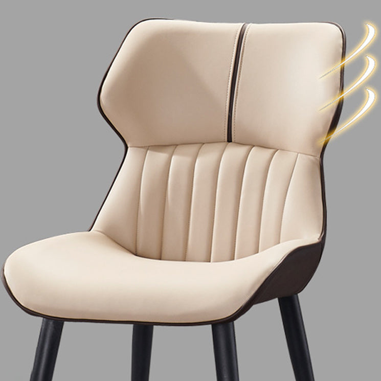 Contemporary Dining Chairs Leather Curved Parsons Arm Chair for Brasserie Clearhalo ' kitchen&dining_furn' 'Dining Chairs' 'Dining Tables & Seating' 'dining_chair' 'furn' 'furn_dining_chair' 'Furniture' 'furniture_dining_chair' 'Kitchen & Dining Furniture' 'kitchen' 4511220