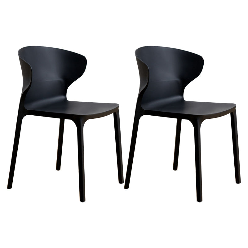 Scandinavian Plastic Kitchen Dining Room Chair Wingback Side Chair Black Set of 2 Clearhalo ' kitchen&dining_furn' 'Dining Chairs' 'Dining Tables & Seating' 'dining_chair' 'Furniture' 'furniture_dining_chair' 'Kitchen & Dining Furniture' 'kitchen' 4511224