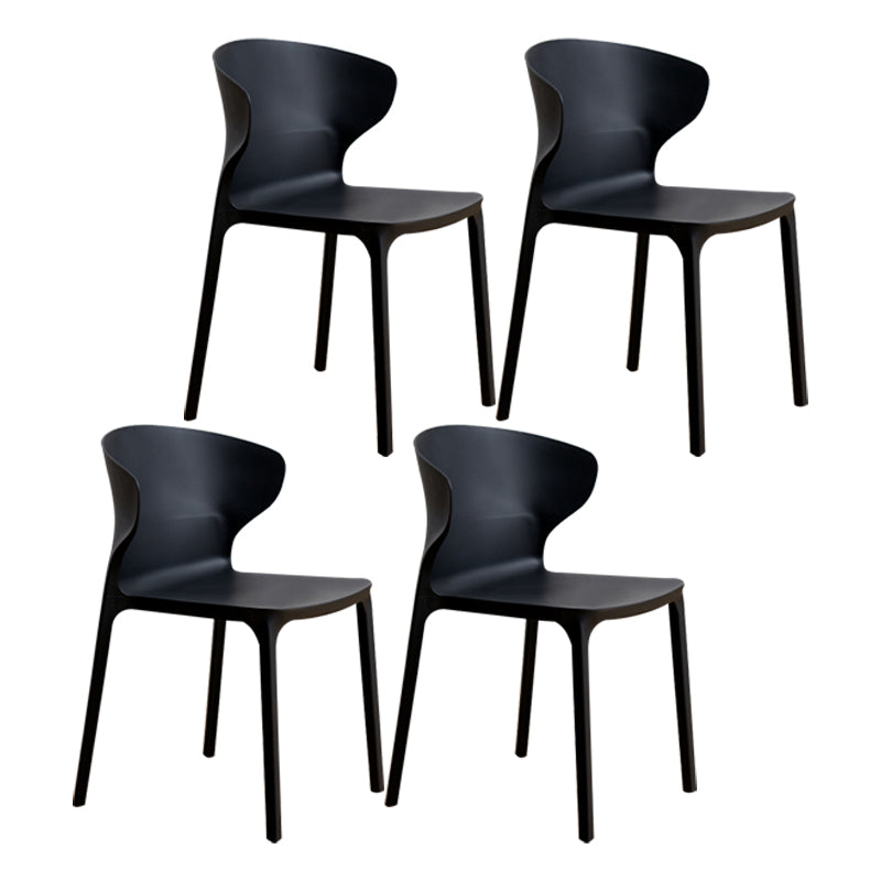 Scandinavian Plastic Kitchen Dining Room Chair Wingback Side Chair Black Set of 4 Clearhalo ' kitchen&dining_furn' 'Dining Chairs' 'Dining Tables & Seating' 'dining_chair' 'Furniture' 'furniture_dining_chair' 'Kitchen & Dining Furniture' 'kitchen' 4511226