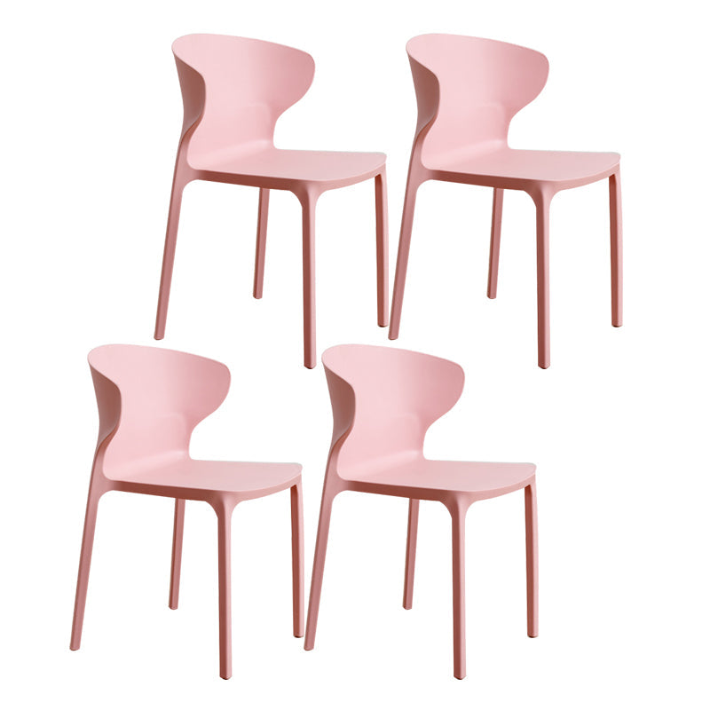 Scandinavian Plastic Kitchen Dining Room Chair Wingback Side Chair Pink Set of 4 Clearhalo ' kitchen&dining_furn' 'Dining Chairs' 'Dining Tables & Seating' 'dining_chair' 'Furniture' 'furniture_dining_chair' 'Kitchen & Dining Furniture' 'kitchen' 4511248