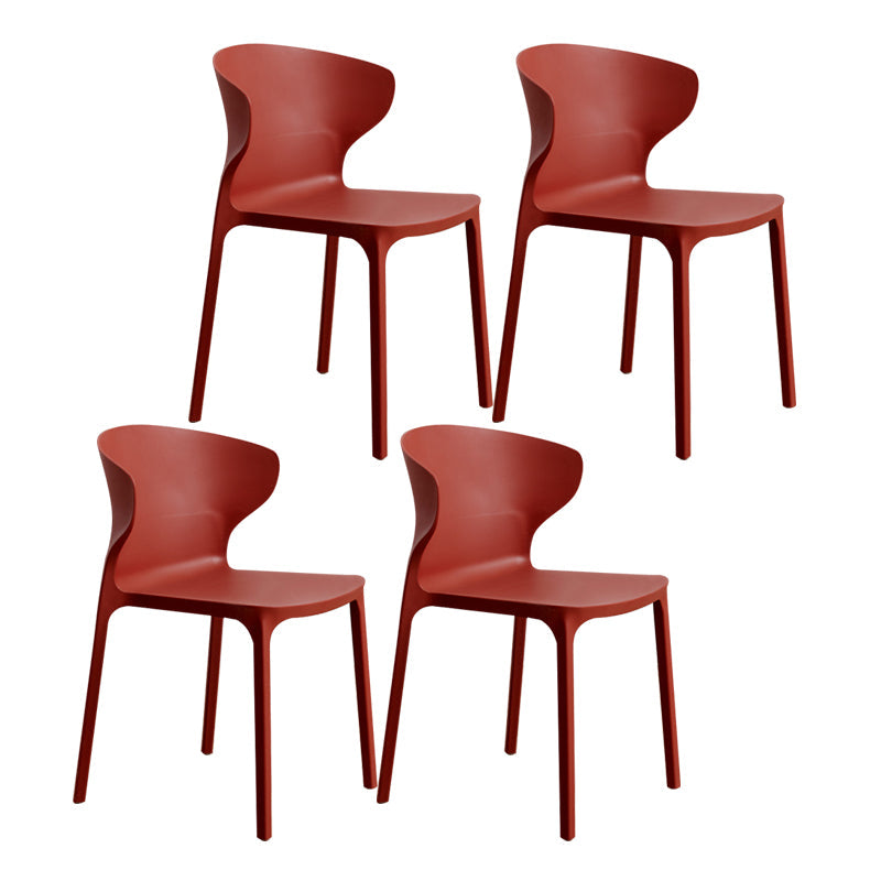 Scandinavian Plastic Kitchen Dining Room Chair Wingback Side Chair Burgundy Set of 4 Clearhalo ' kitchen&dining_furn' 'Dining Chairs' 'Dining Tables & Seating' 'dining_chair' 'Furniture' 'furniture_dining_chair' 'Kitchen & Dining Furniture' 'kitchen' 4511263